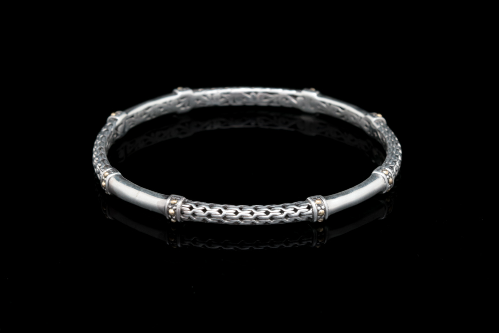 Sterling Silver and 18K Yellow Gold Bangle Bracelet