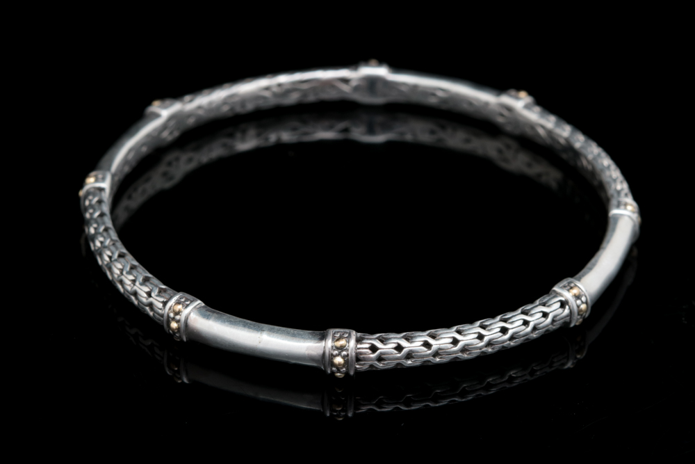 Sterling Silver and 18K Yellow Gold Bangle Bracelet