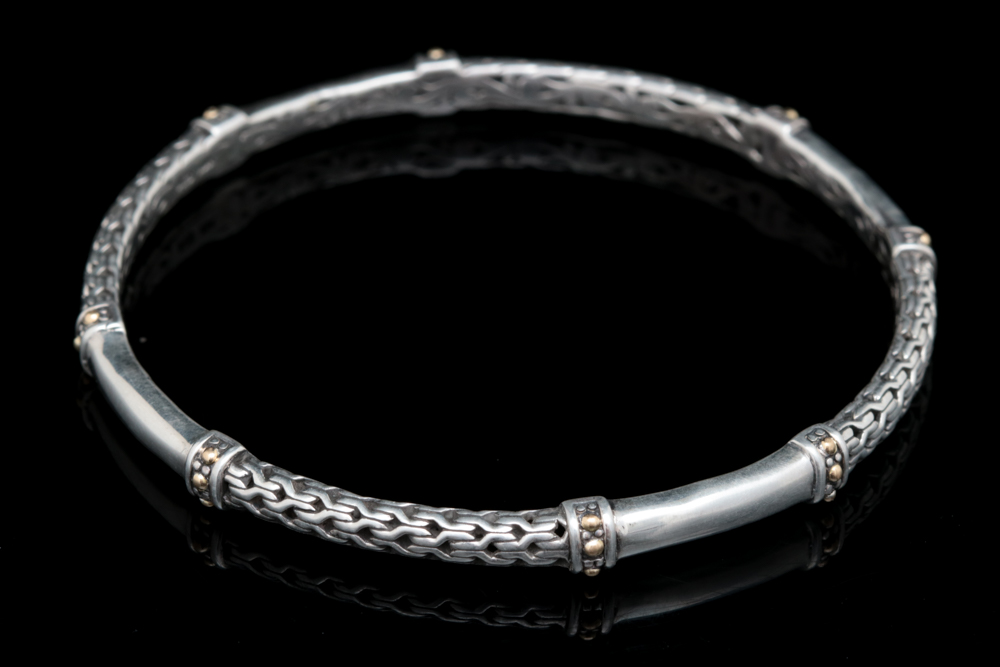 Sterling Silver and 18K Yellow Gold Bangle Bracelet