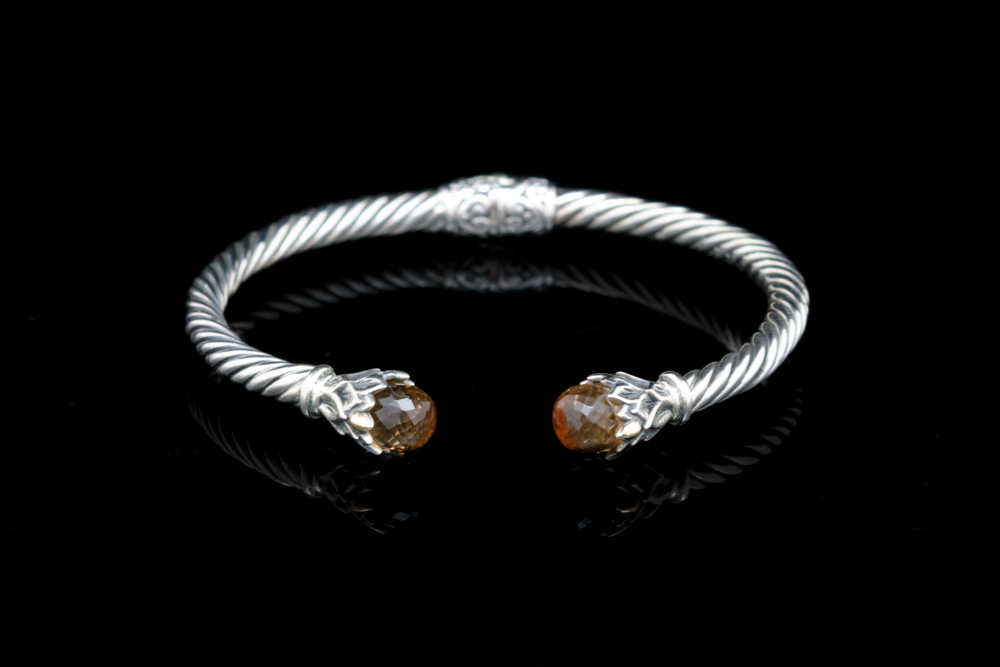Sterling Silver, 18K Yellow Gold and Citrine Bracelet