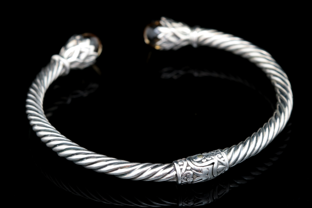 Sterling Silver, 18K Yellow Gold and Citrine Bracelet