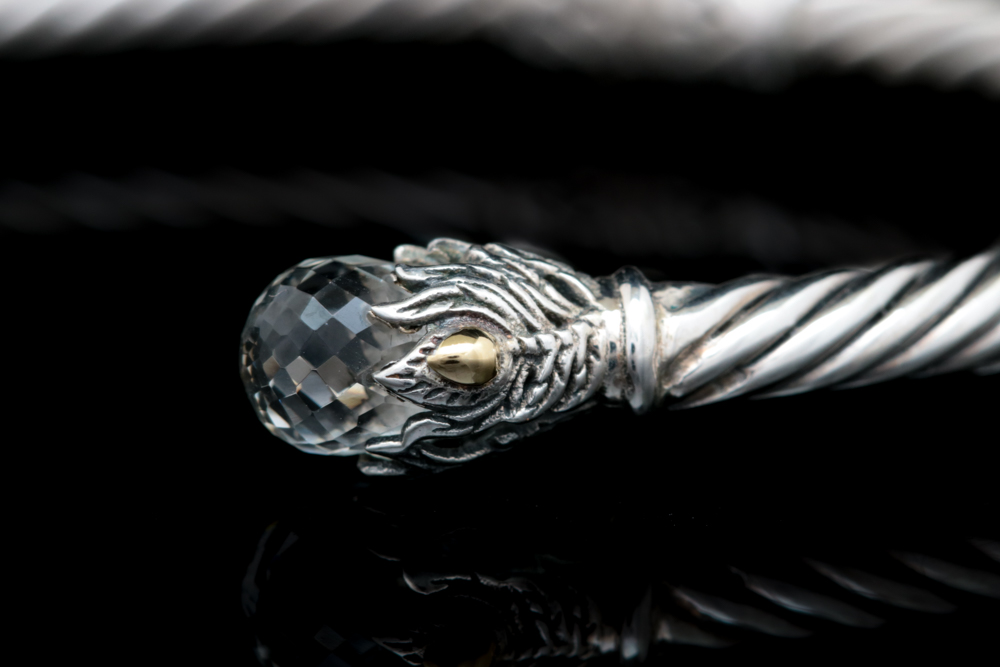 Sterling Silver, 18K Yellow Gold and White Topaz Bracelet