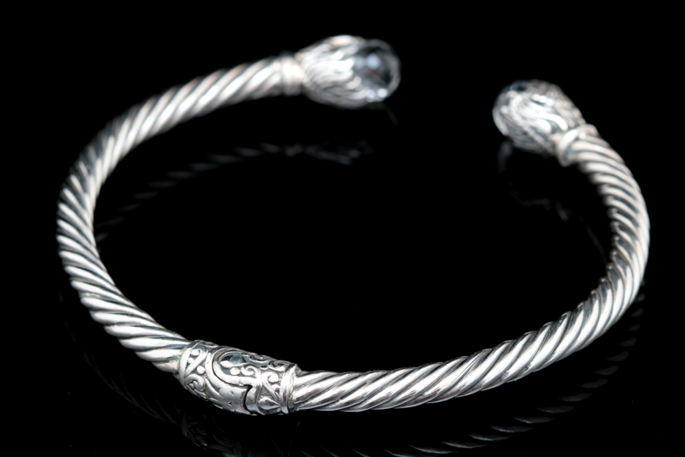 Sterling Silver, 18K Yellow Gold and White Topaz Bracelet