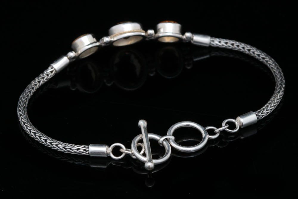 Sterling Silver, 18K Yellow Gold and Citrine Bracelet