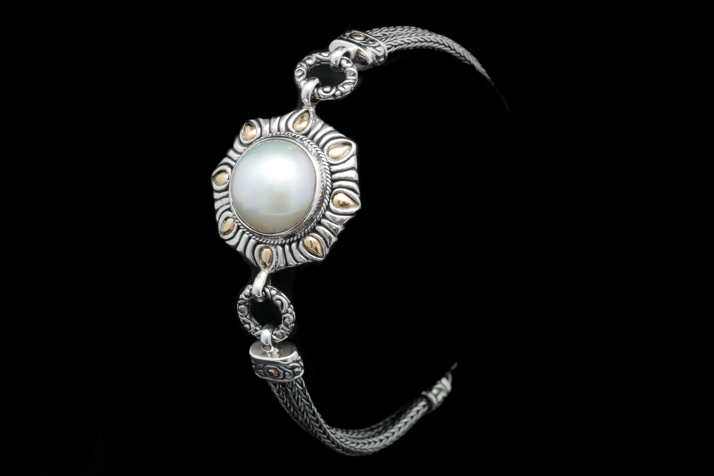 Robert Manse Sterling Silver, 18K Yellow Gold and Mabé Pearl Bracelet