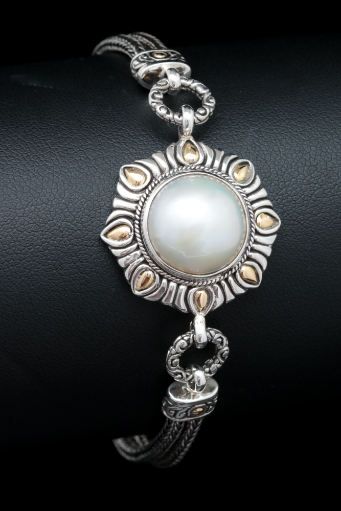 Robert Manse Sterling Silver, 18K Yellow Gold and Mabé Pearl Bracelet