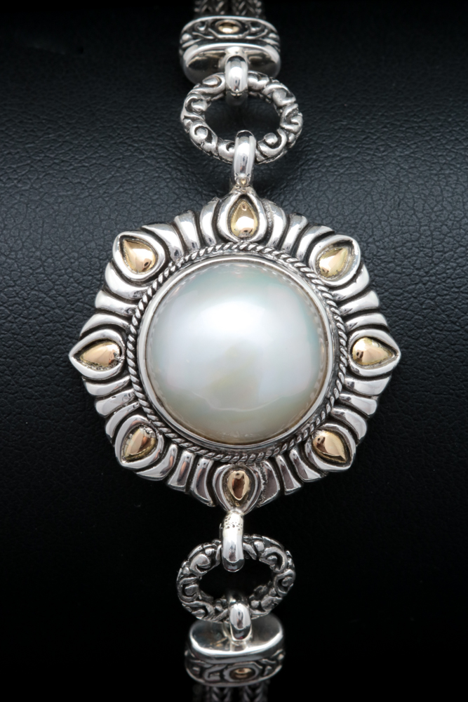 Robert Manse Sterling Silver, 18K Yellow Gold and Mabé Pearl Bracelet