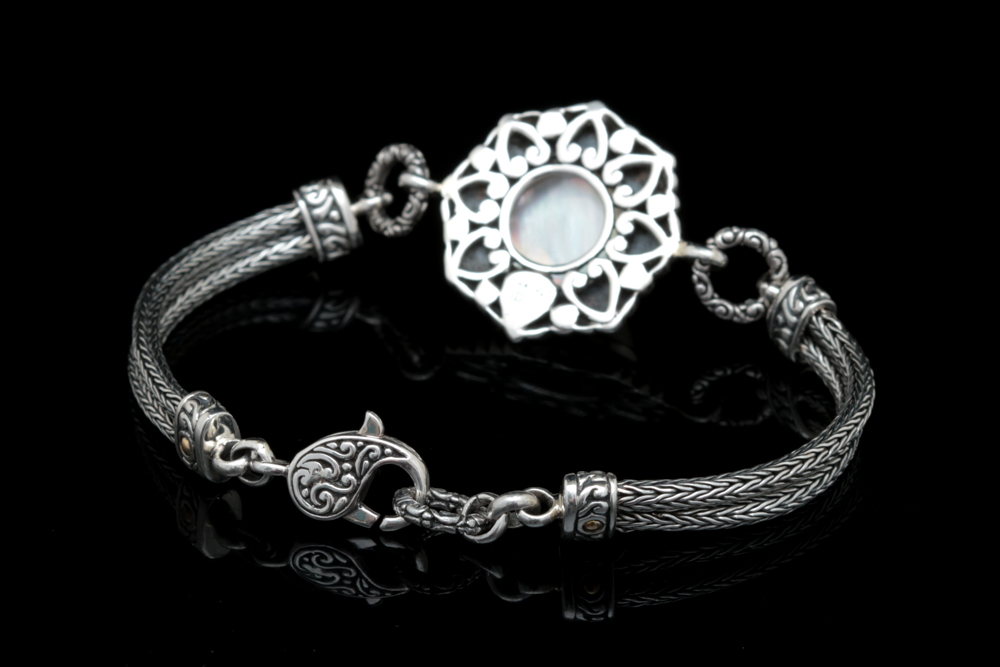 Robert Manse Sterling Silver, 18K Yellow Gold and Mabé Pearl Bracelet