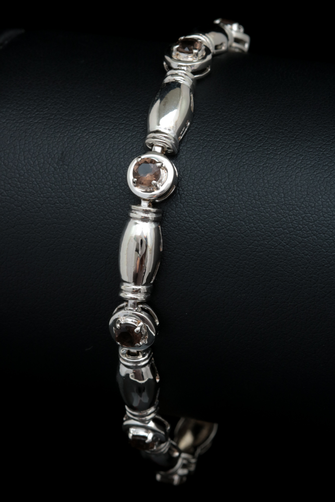 Sterling Silver and Smoky Quartz Bracelet
