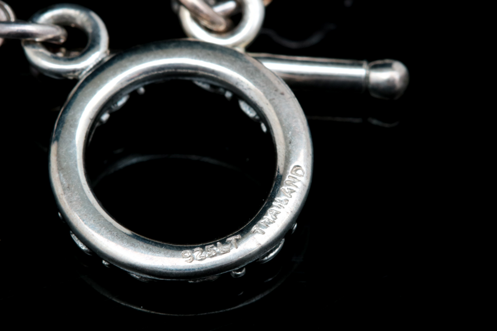 Sterling Silver and Blue Crystal Bead "Peace" Bracelet