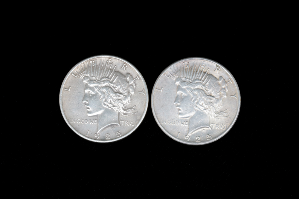 Two 1925 Silver Peace Dollars