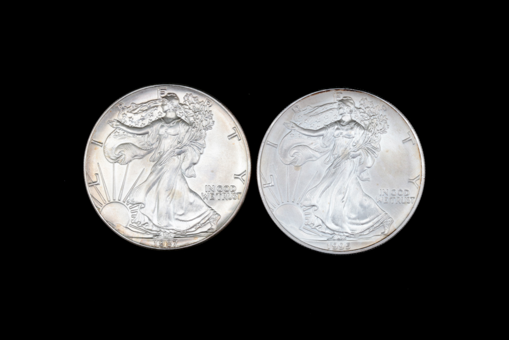 Two Walking Liberty Silver Eagle Dollars