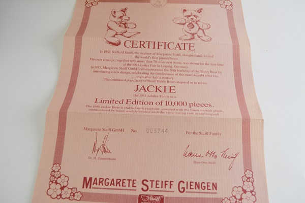 Steiff "Jackie Replica 1953" Teddy Bear