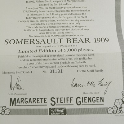 Steiff "Purzelbar/Somersault Replica 1909" Teddy Bear