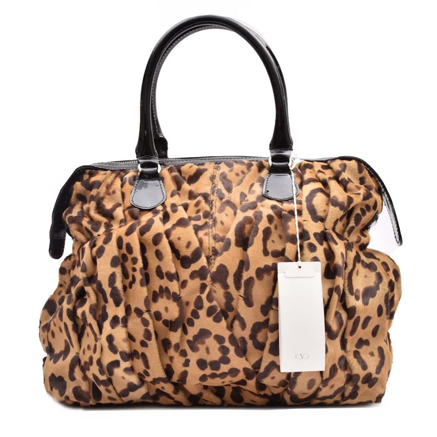 Valentino Garavani Leopard Print Pony Hair Handbag