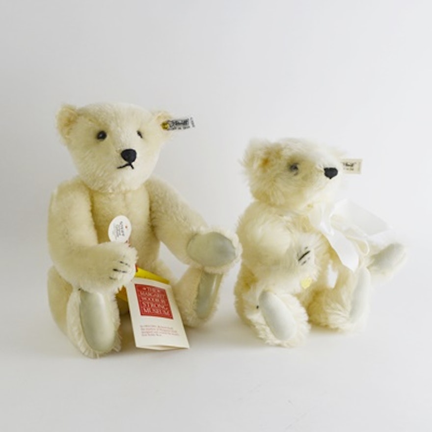 Steiff 1985 and 1989 Collectors' Editions White Teddy Bears