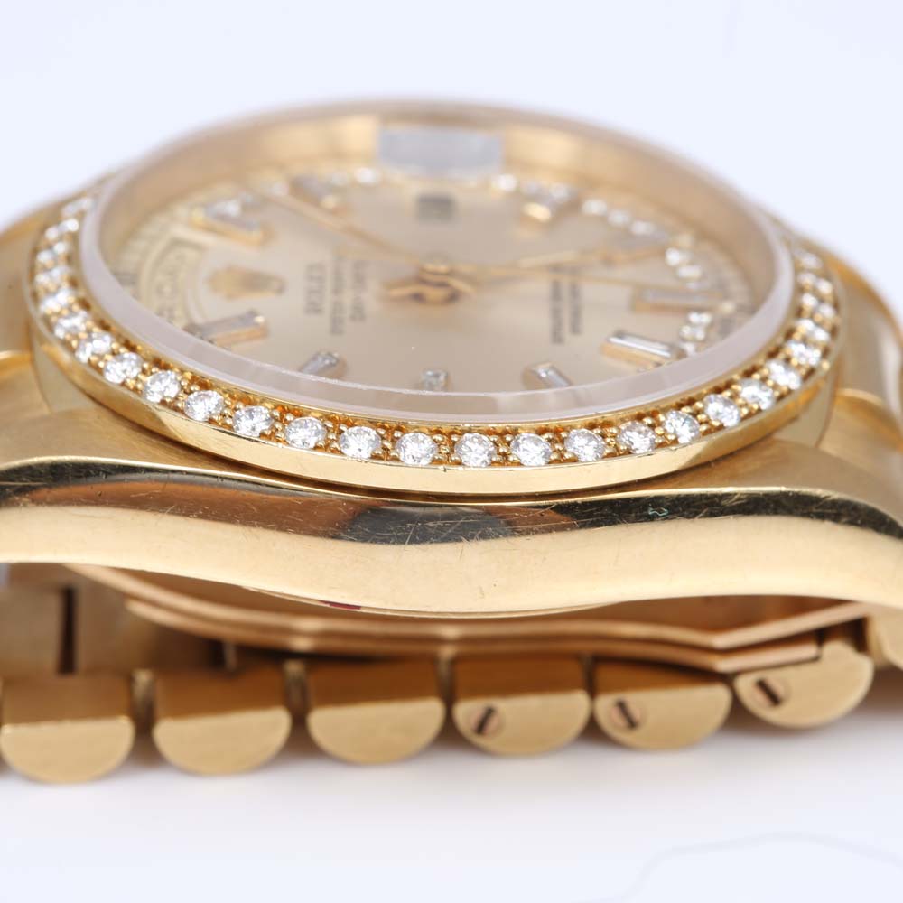 Rolex Oyster Perpetual Day-Date 18K Yellow Gold 1.32 CTW Diamond Watch
