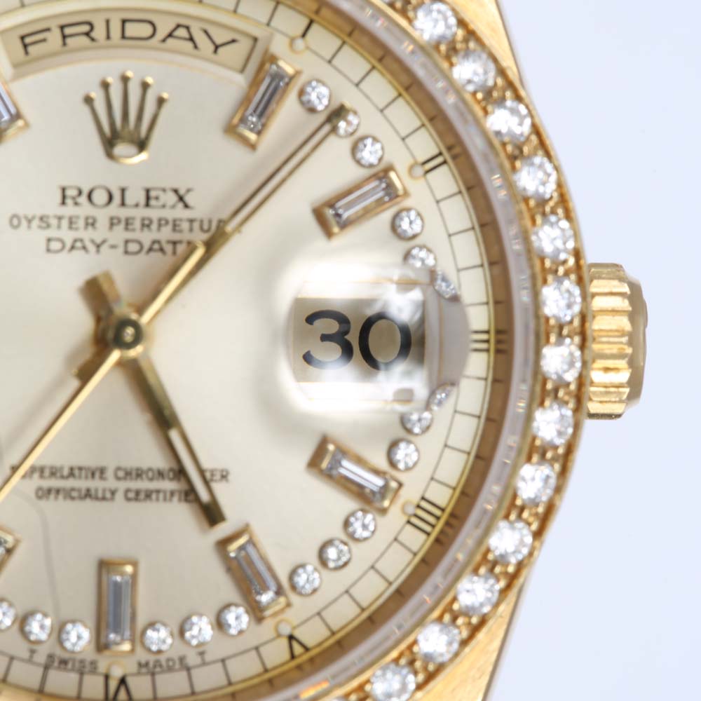 Rolex Oyster Perpetual Day-Date 18K Yellow Gold 1.32 CTW Diamond Watch