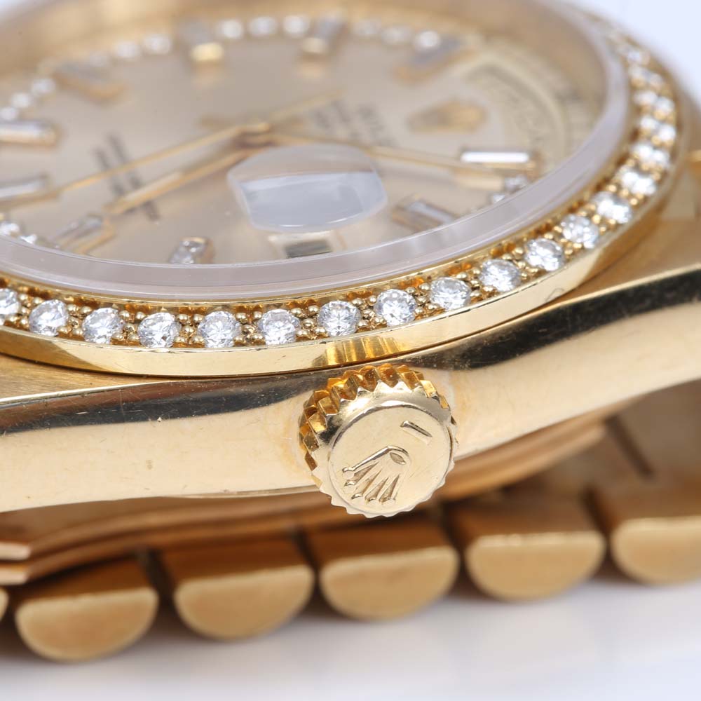 Rolex Oyster Perpetual Day-Date 18K Yellow Gold 1.32 CTW Diamond Watch