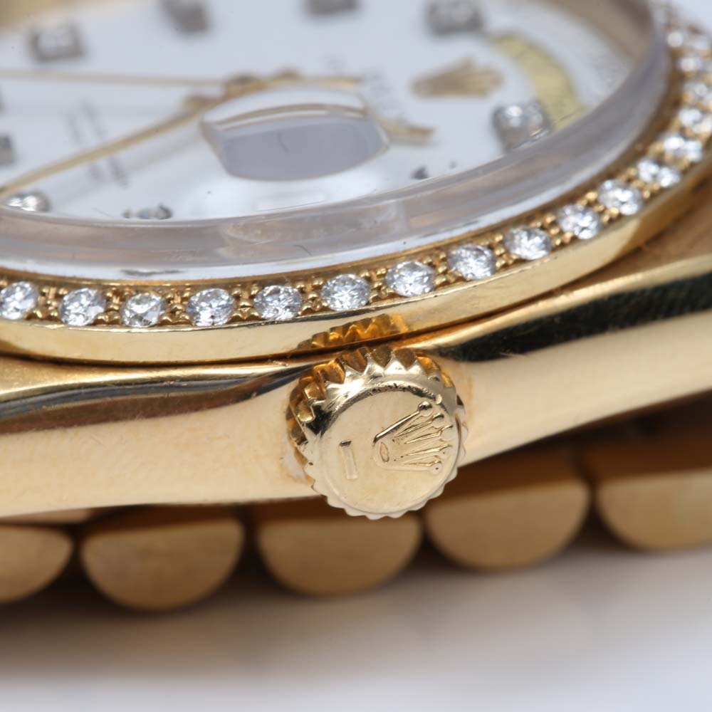 Rolex Oyster Perpetual Day-Date 18K Yellow Gold 4.37 CTW Diamond Watch