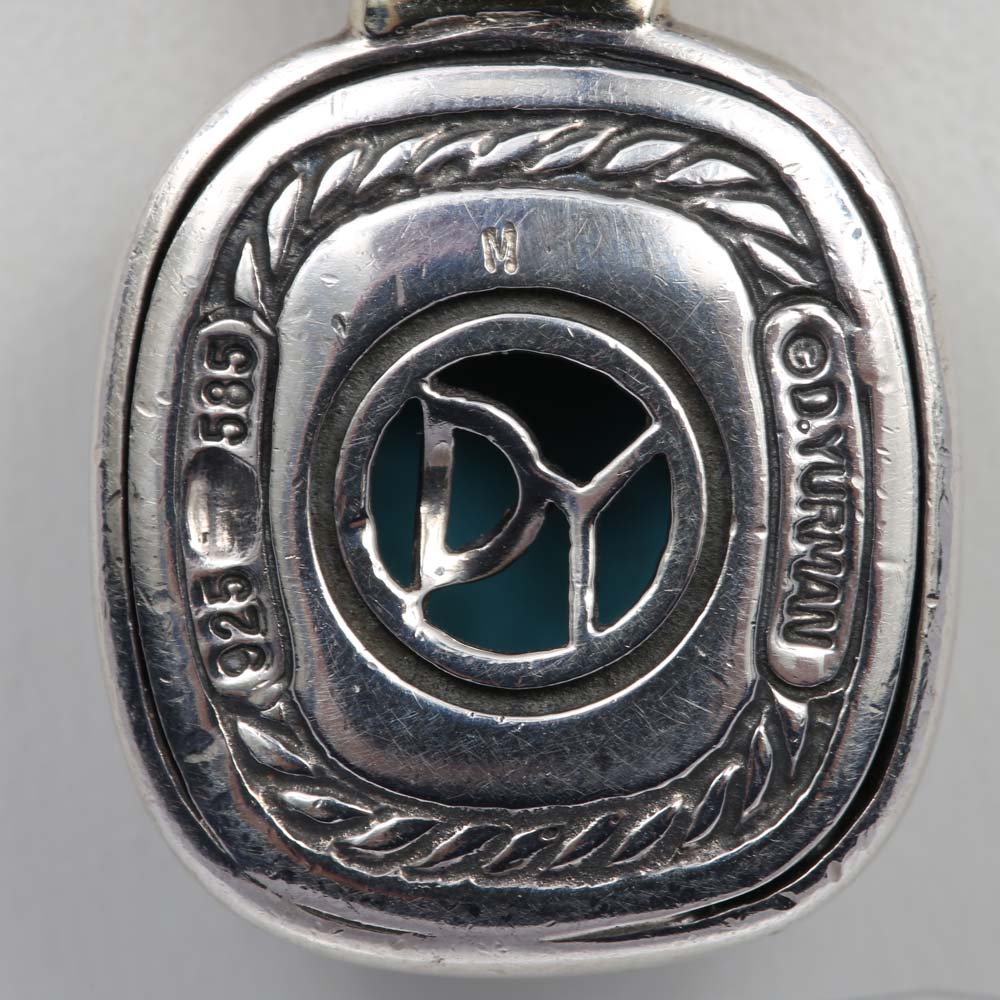 David Yurman Sterling Silver and 14K Yellow Gold Turquoise Pendant Enhancer