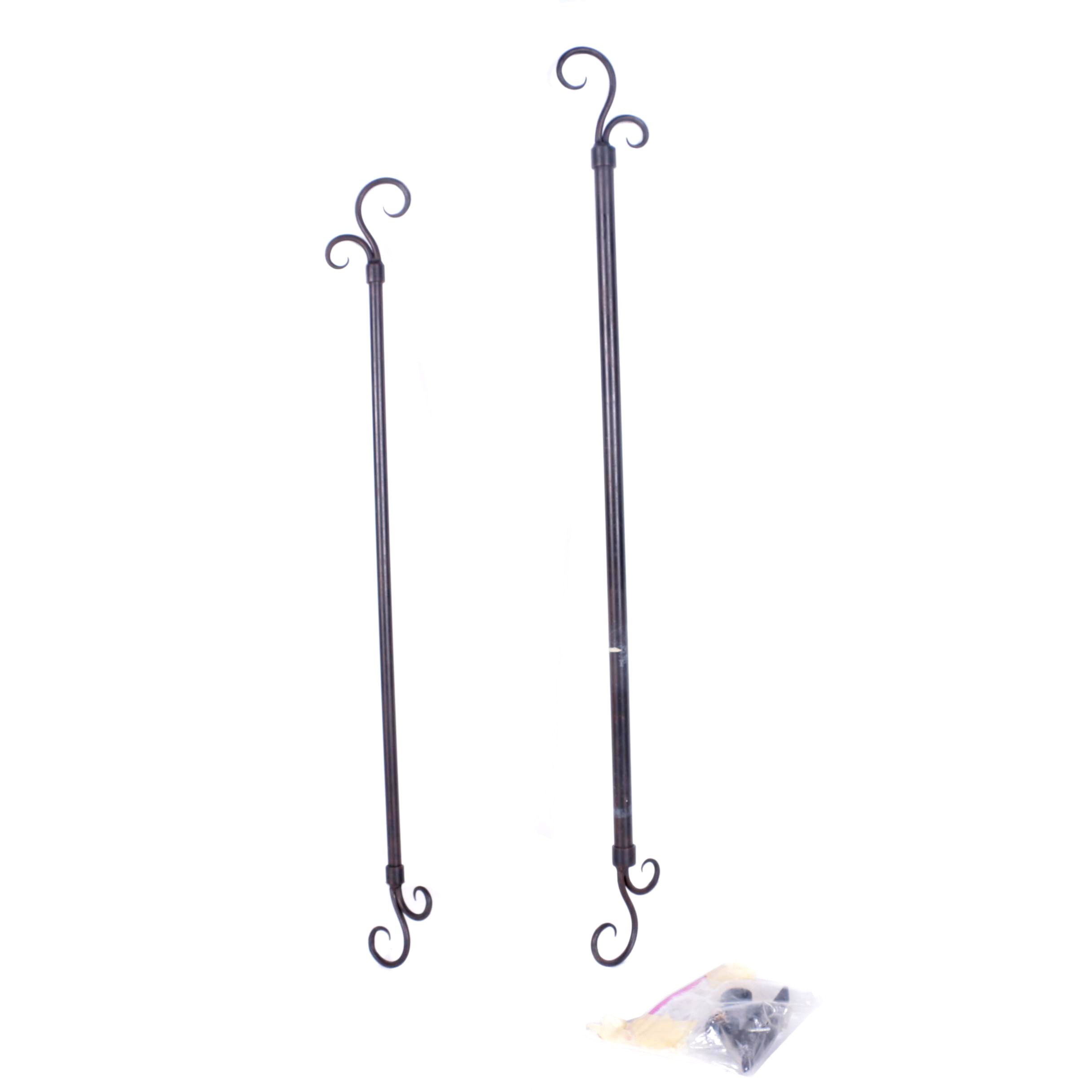 Pair of Black Metal Curtain Rods