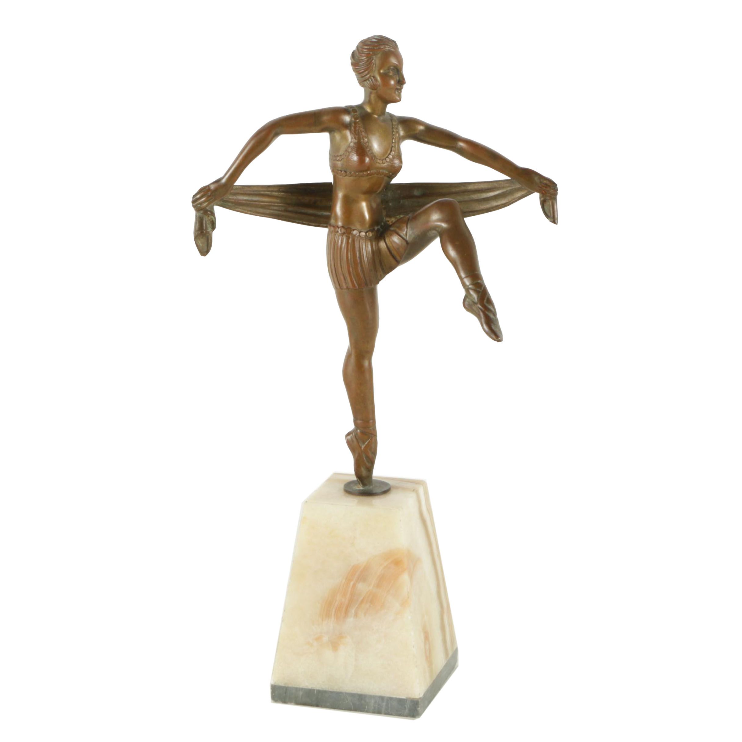 Fabrication Francaise Brass Sculpture of Dancer