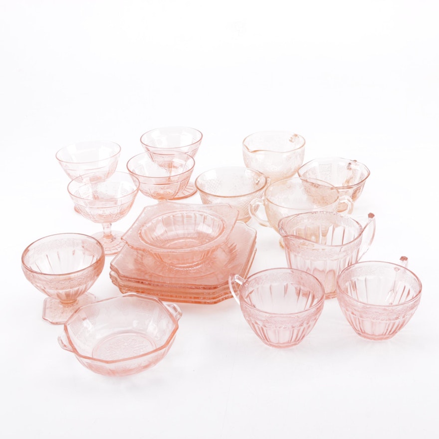 Pink Depression Glass Tableware