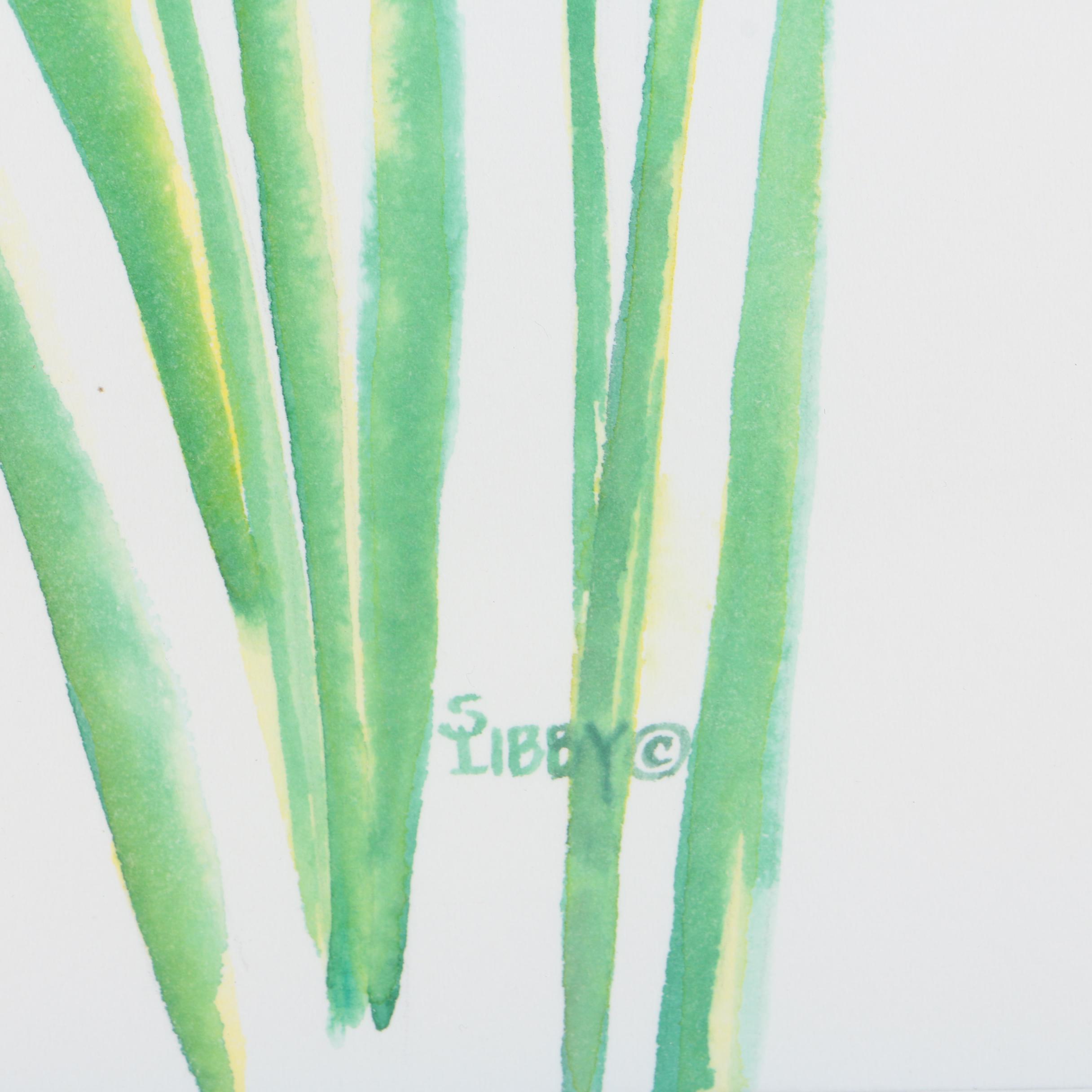 S. Libby Watercolor Paintings on Paper of Irises