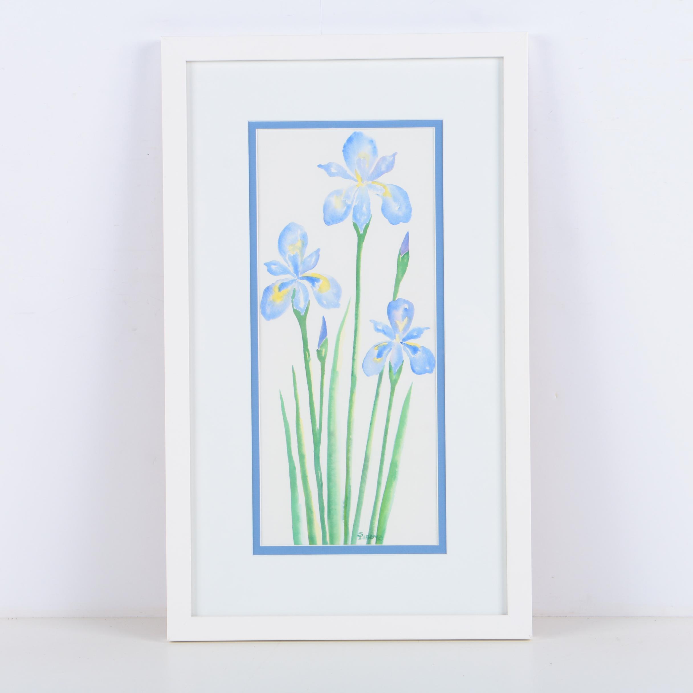 S. Libby Watercolor Paintings on Paper of Irises