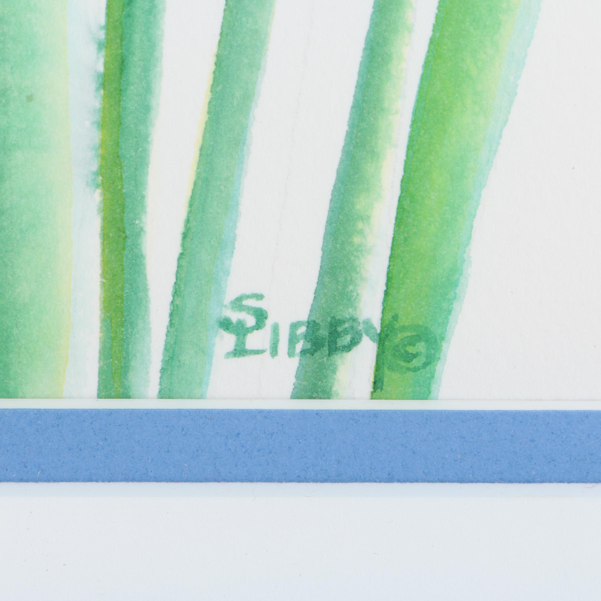 S. Libby Watercolor Paintings on Paper of Irises