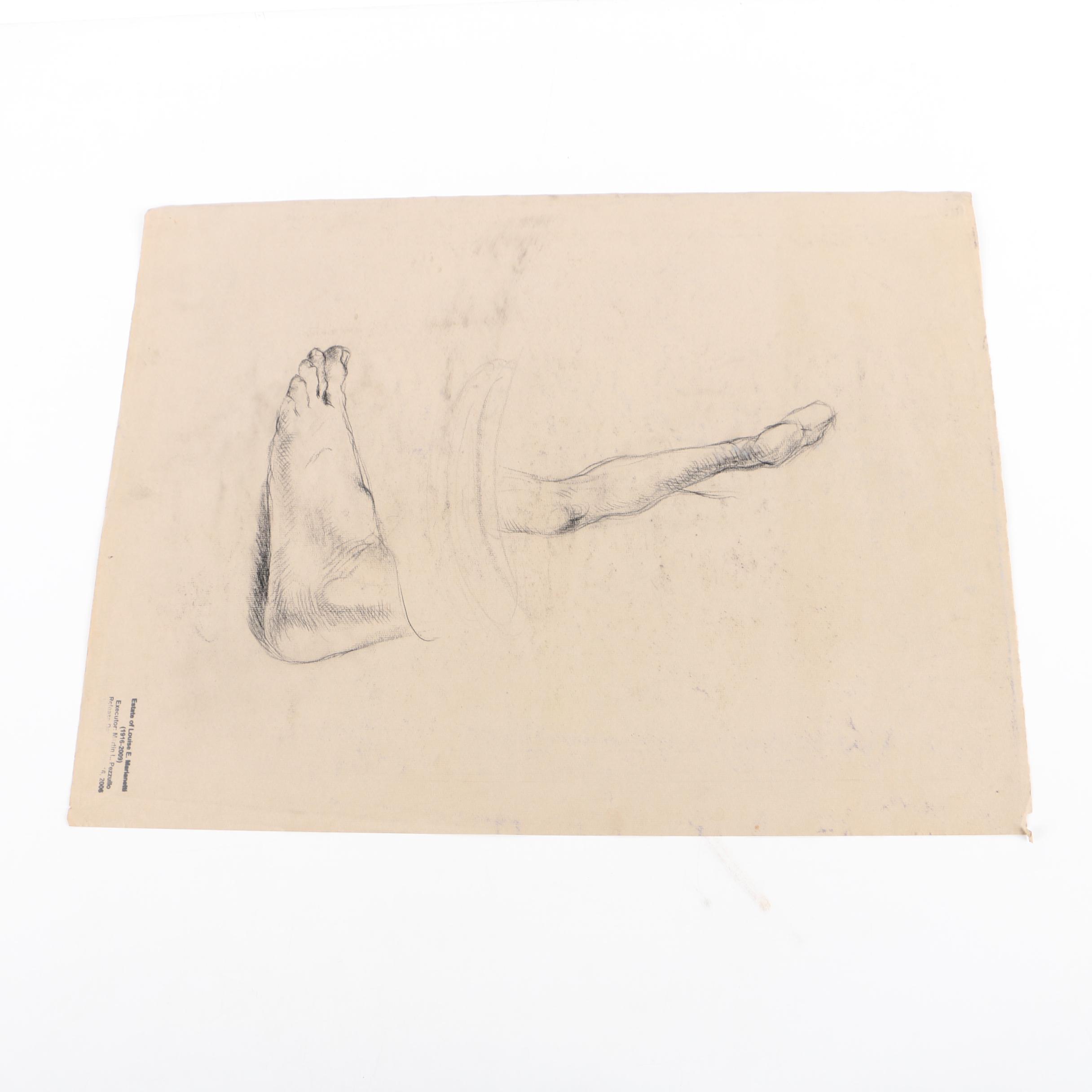 Louise E. Marianetti Charcoal and Pastel Drawing