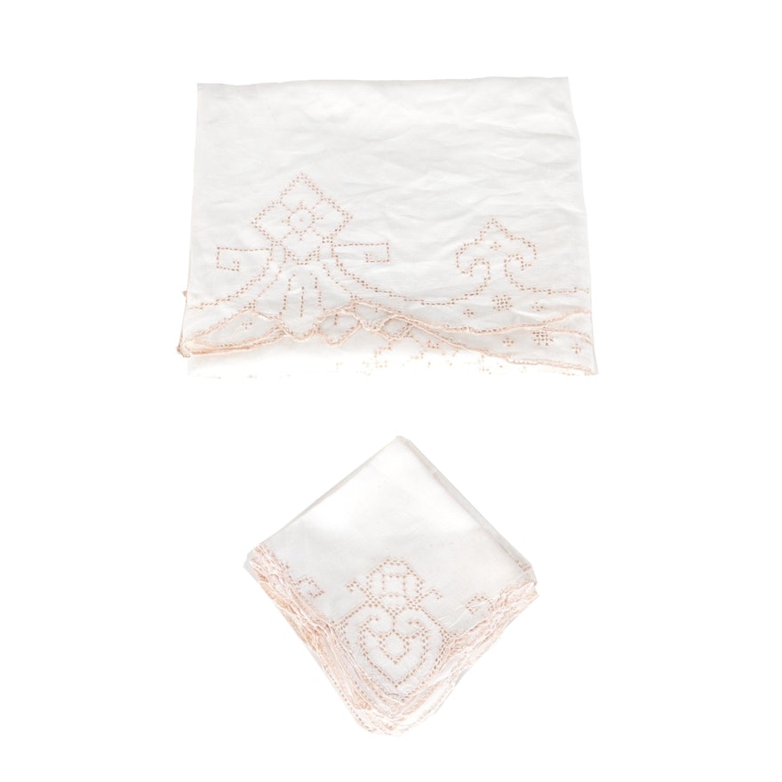 Embroidered Tablecloth and Napkin Set