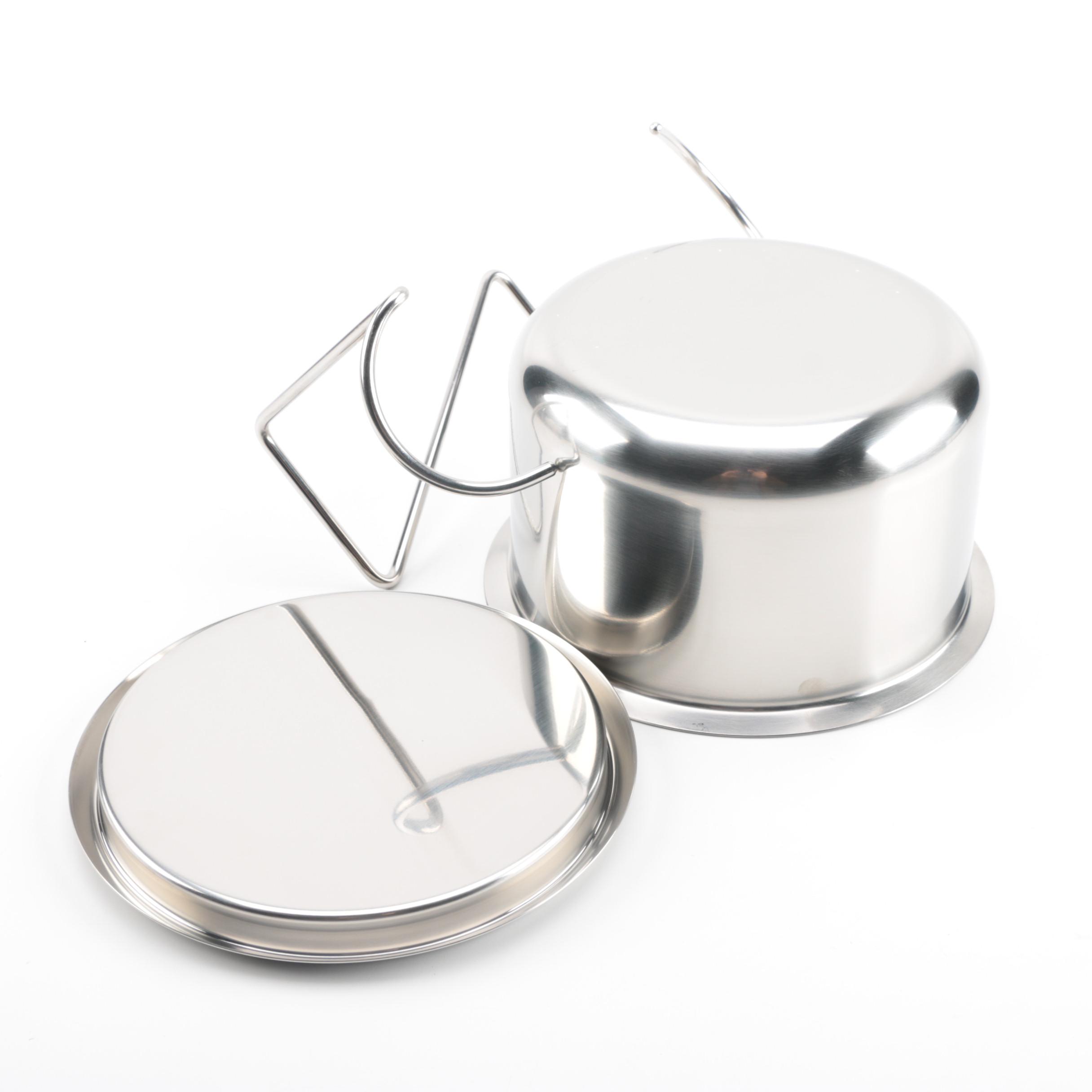 Stelton of Denmark Stainless Steel Pot with Lid and Wire Stand