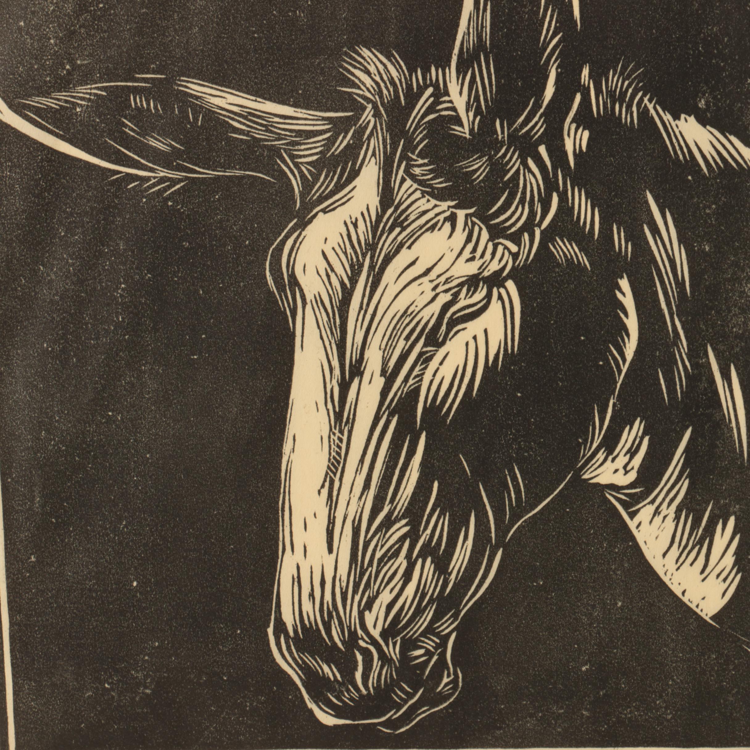 Woodcut Attributed to Edna Martin of Mule's Head