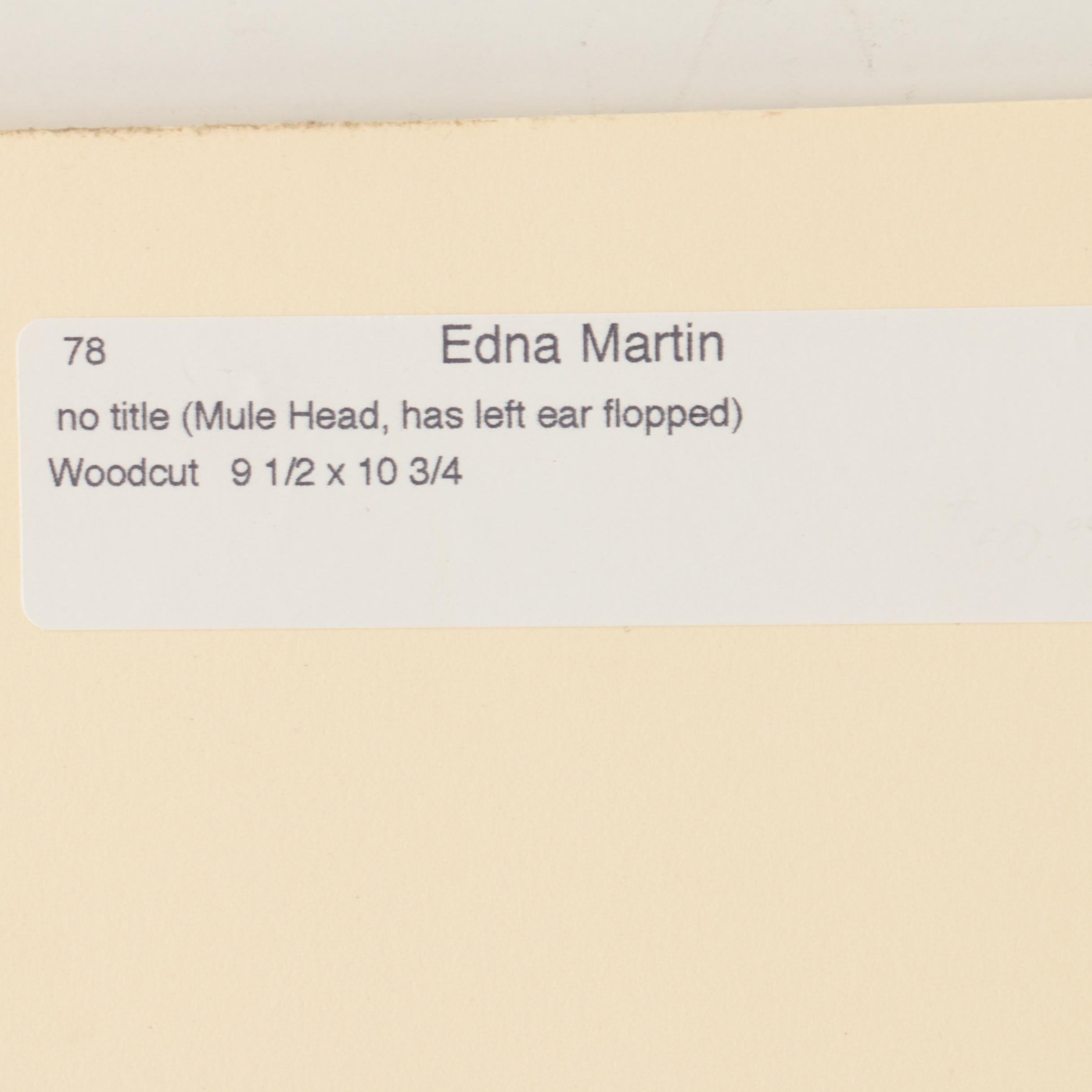 Woodcut Attributed to Edna Martin of Mule's Head