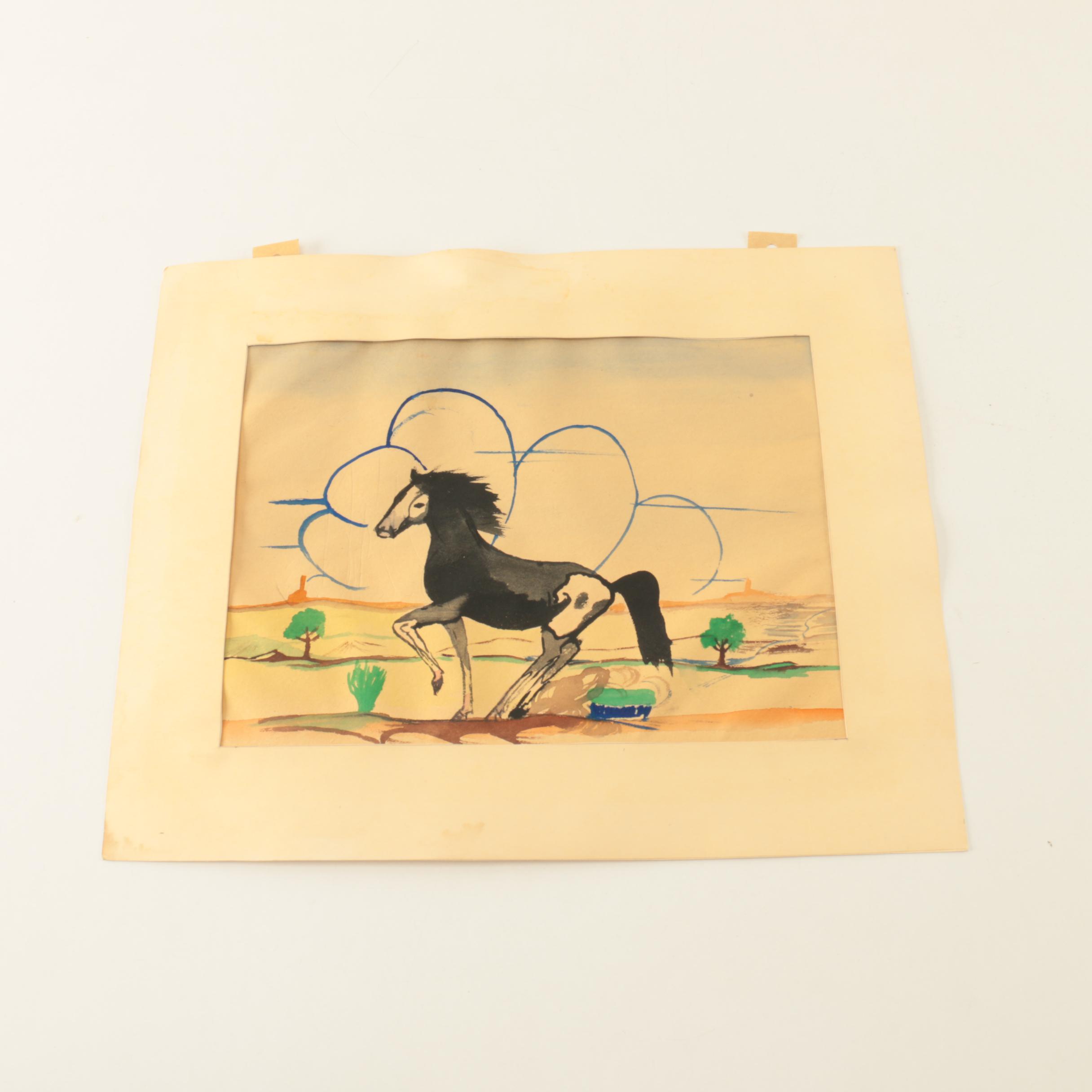 Pueblo Native American Watercolor Paintings