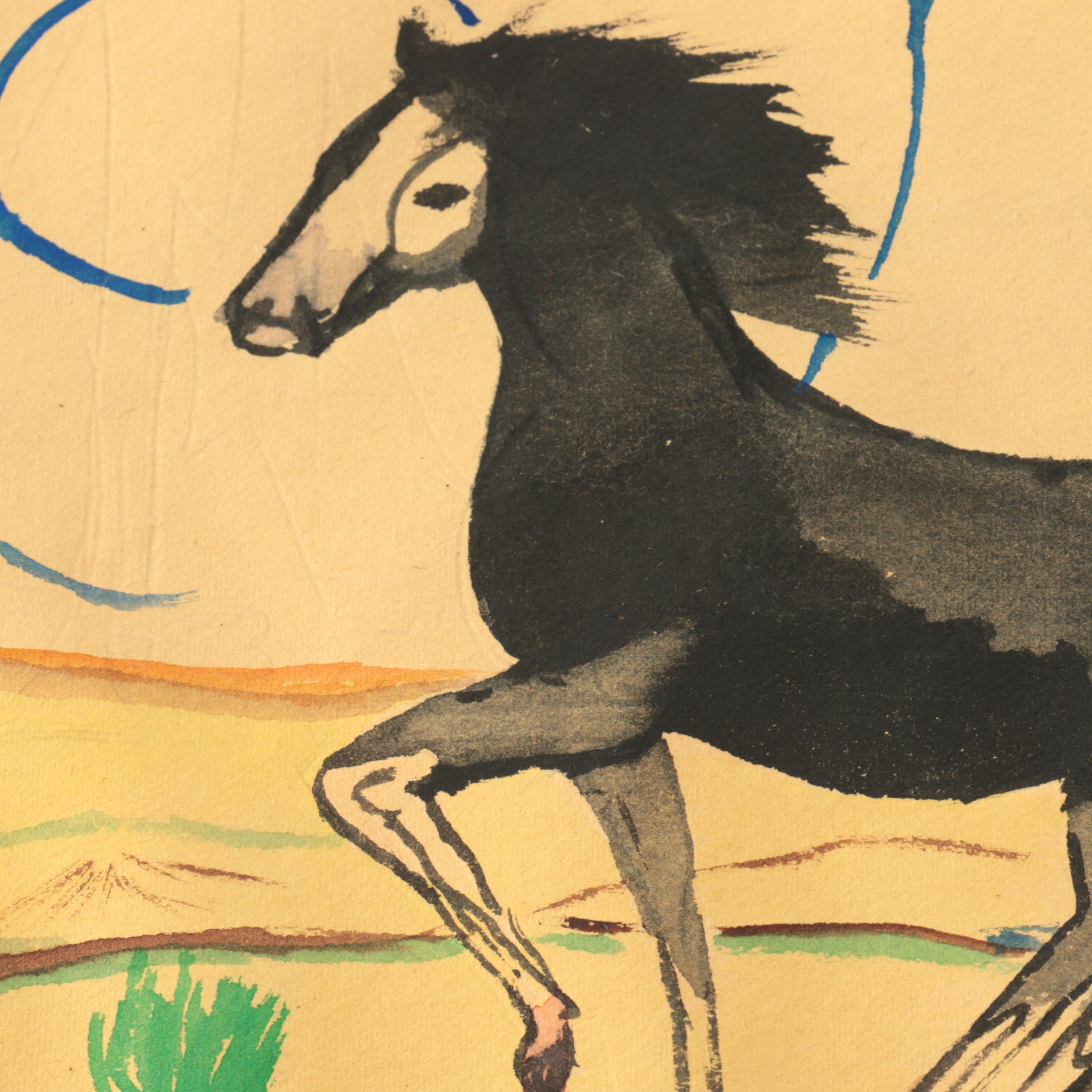 Pueblo Native American Watercolor Paintings