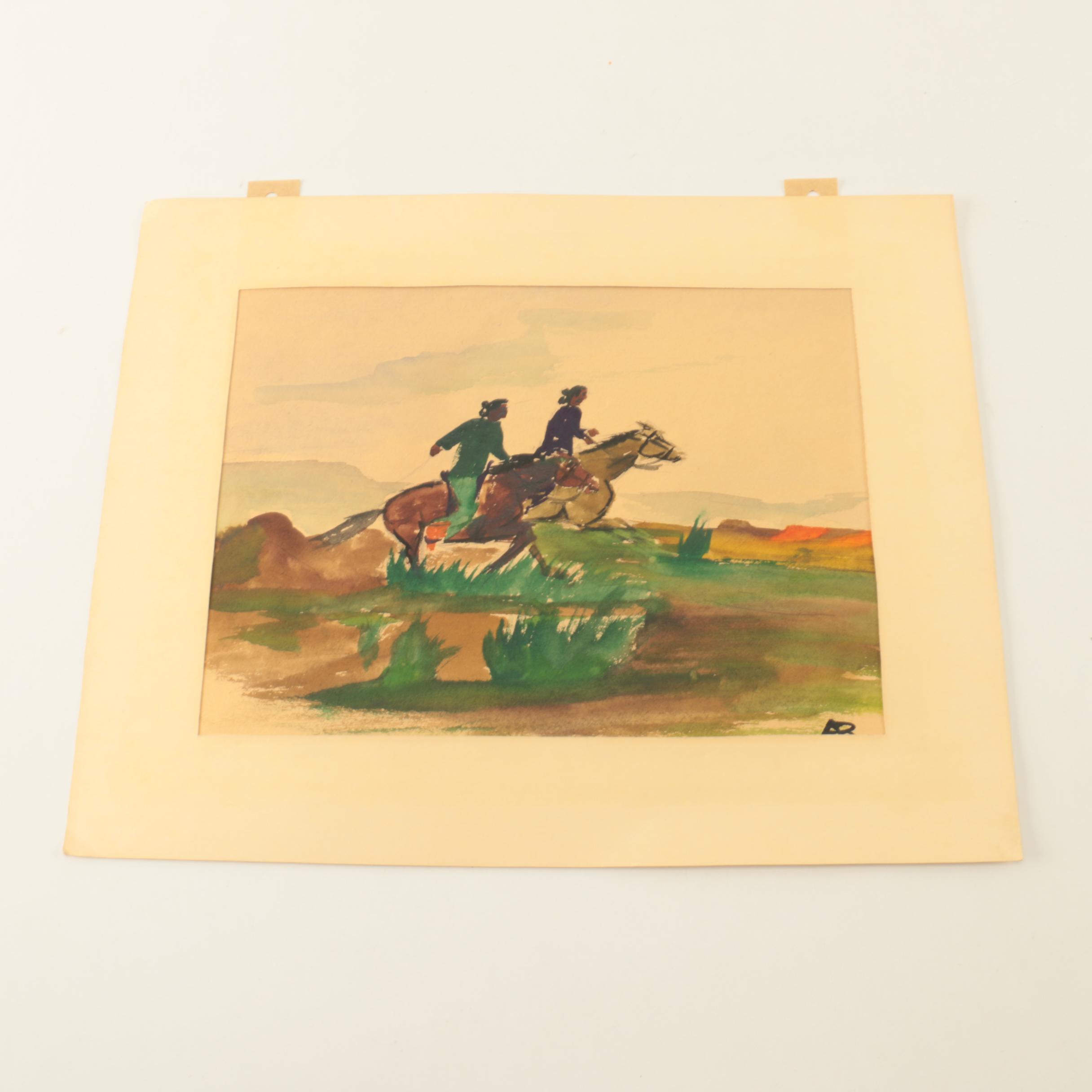 Pueblo Native American Watercolor Paintings