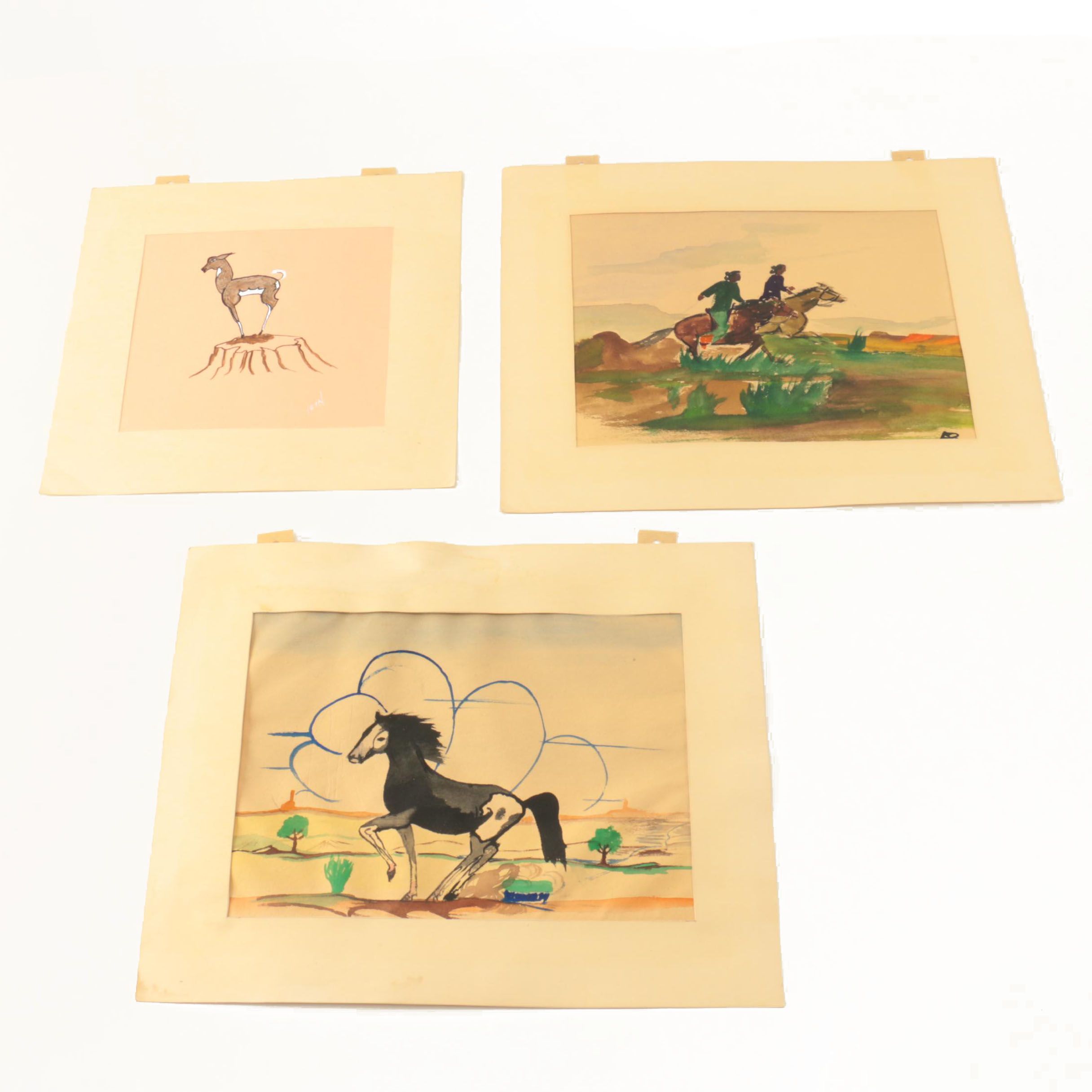 Pueblo Native American Watercolor Paintings