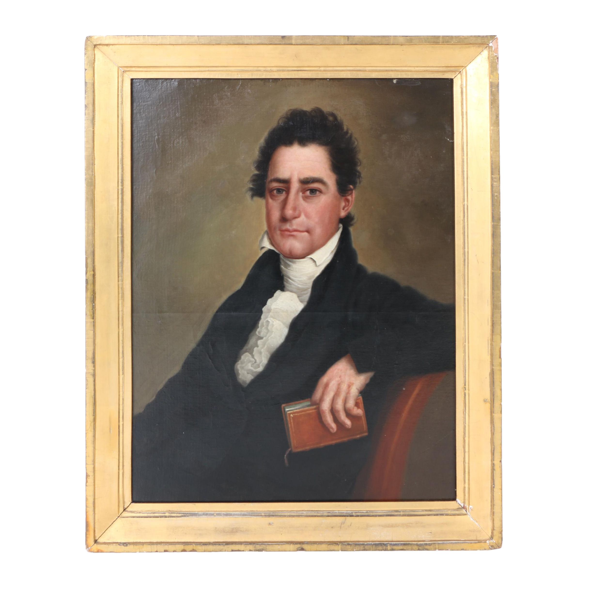 Antique Oil Portrait Painting on Canvas of Thomas D. Anderson