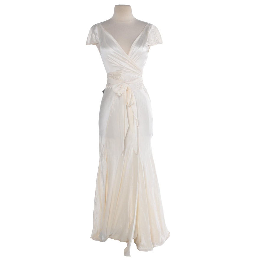 Ainos Ivory Silk Dress with Slip