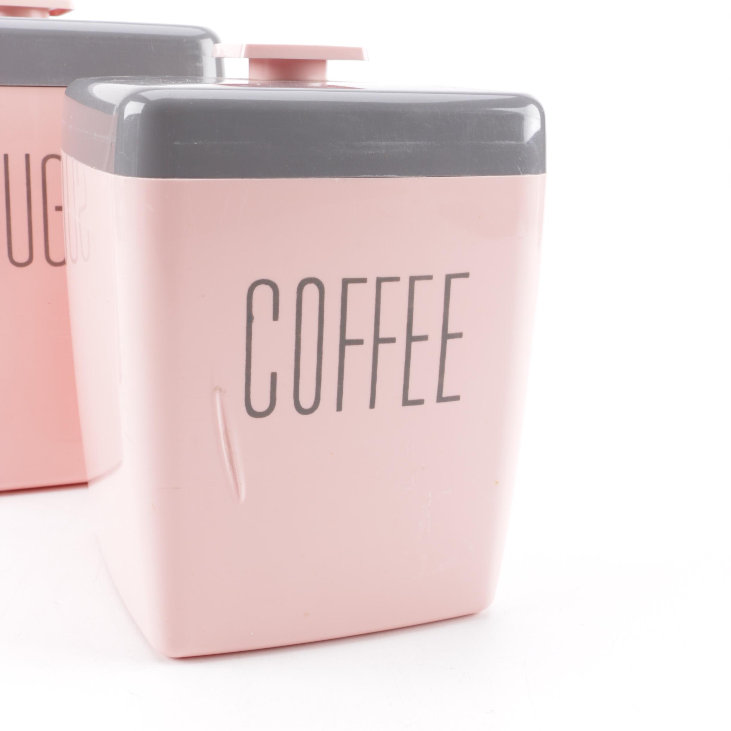 Mid Century Modern Pink Canister Set