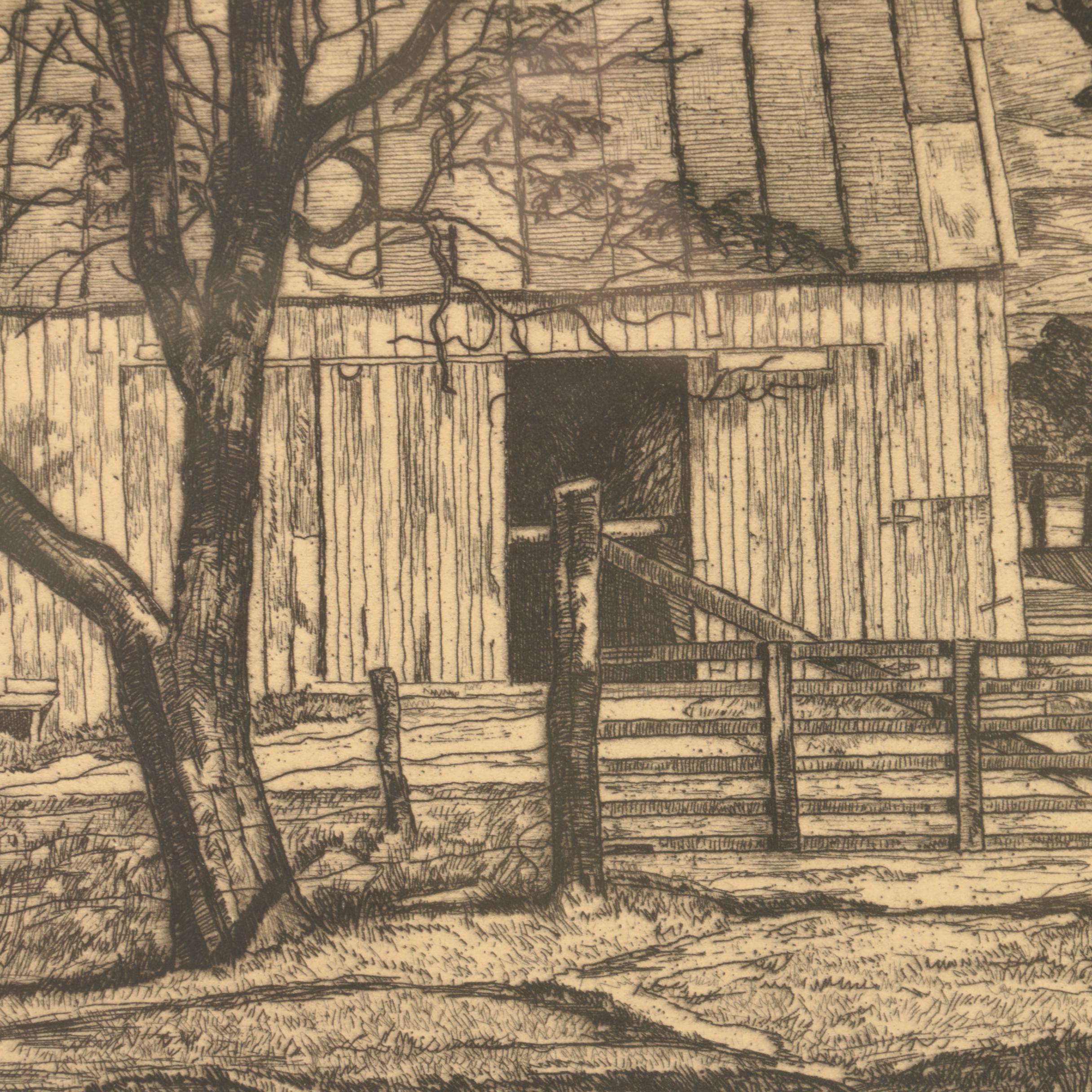 Luigi Lucioni Etching on Paper "Pattern of Trees"