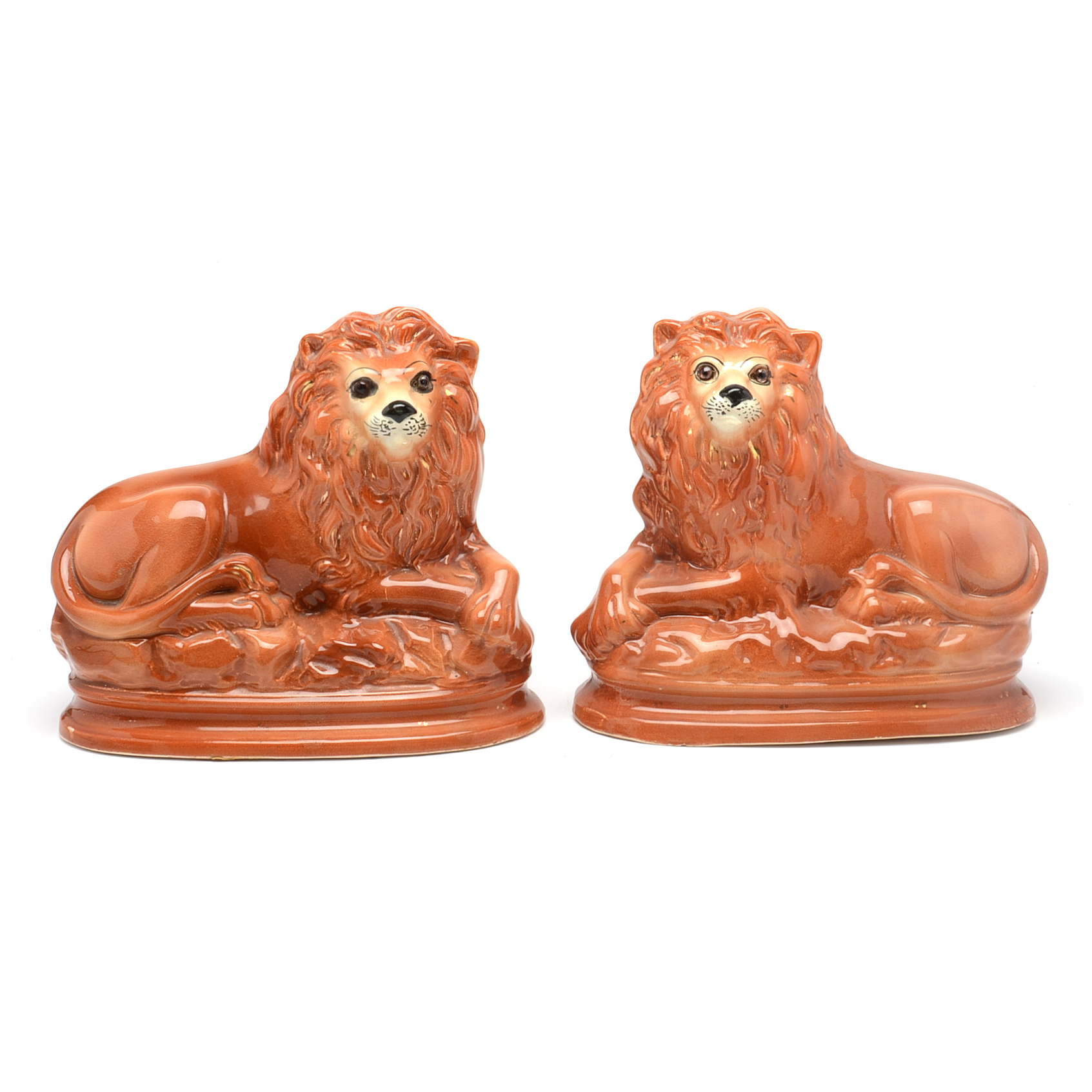 Recumbent Staffordshire Style Lions