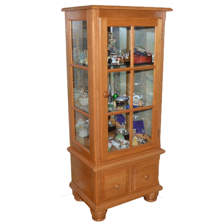 Illuminated Wooden Display China Cabinet