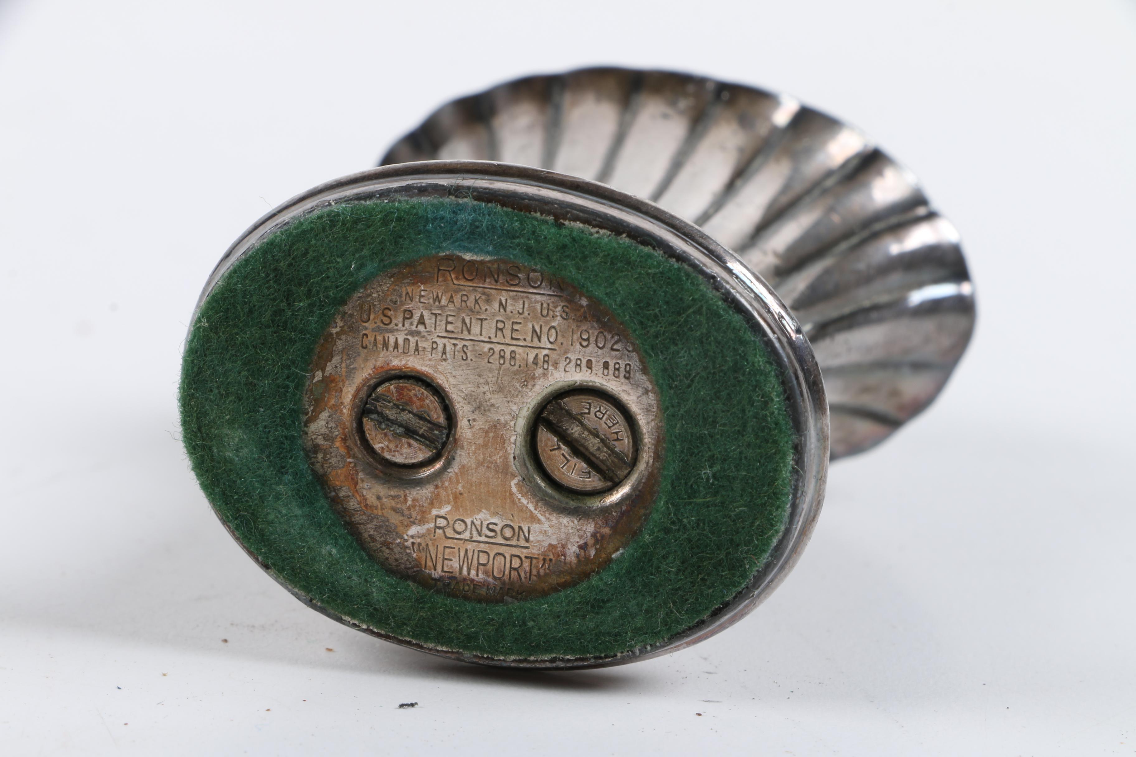 Ronson "Diana" and "Newport" Silver Plate Tabletop Lighters with Hunt-Hallmark