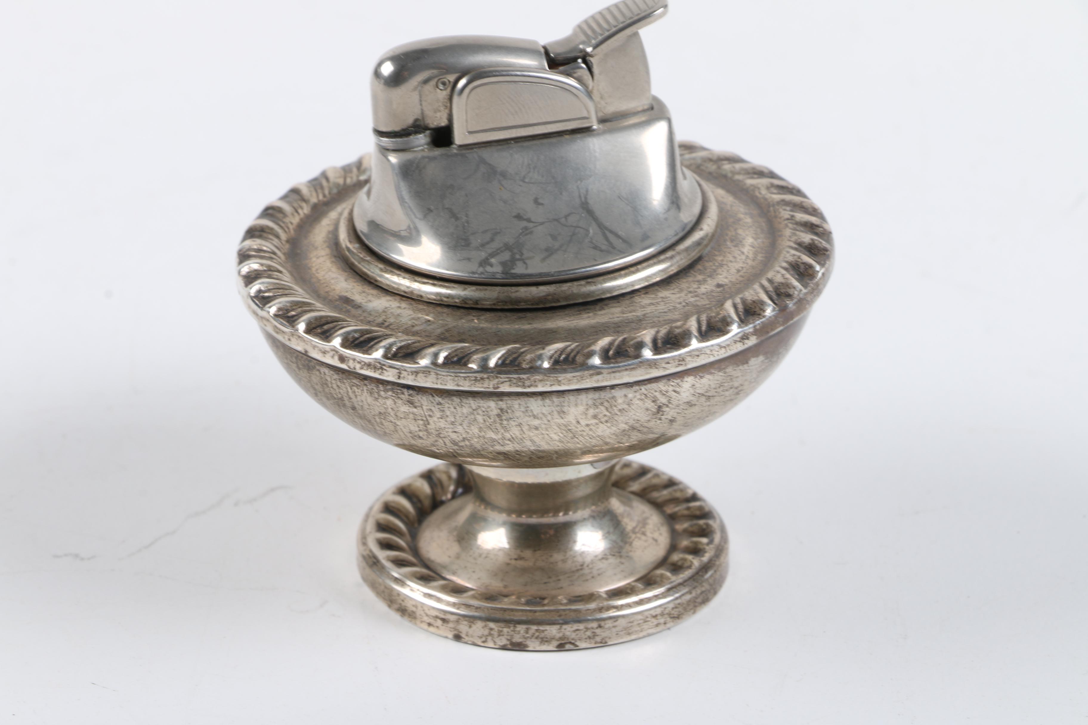 Ronson "Diana" and "Newport" Silver Plate Tabletop Lighters with Hunt-Hallmark