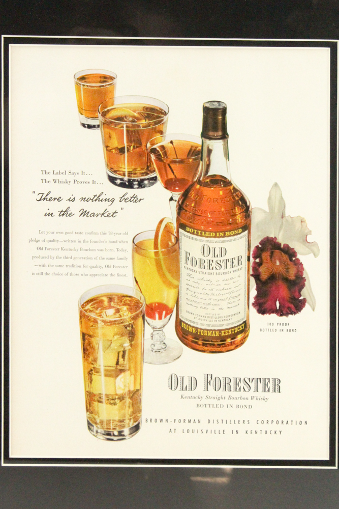 1943 Framed "Old Forester" Bourbon Whiskey Advertisement