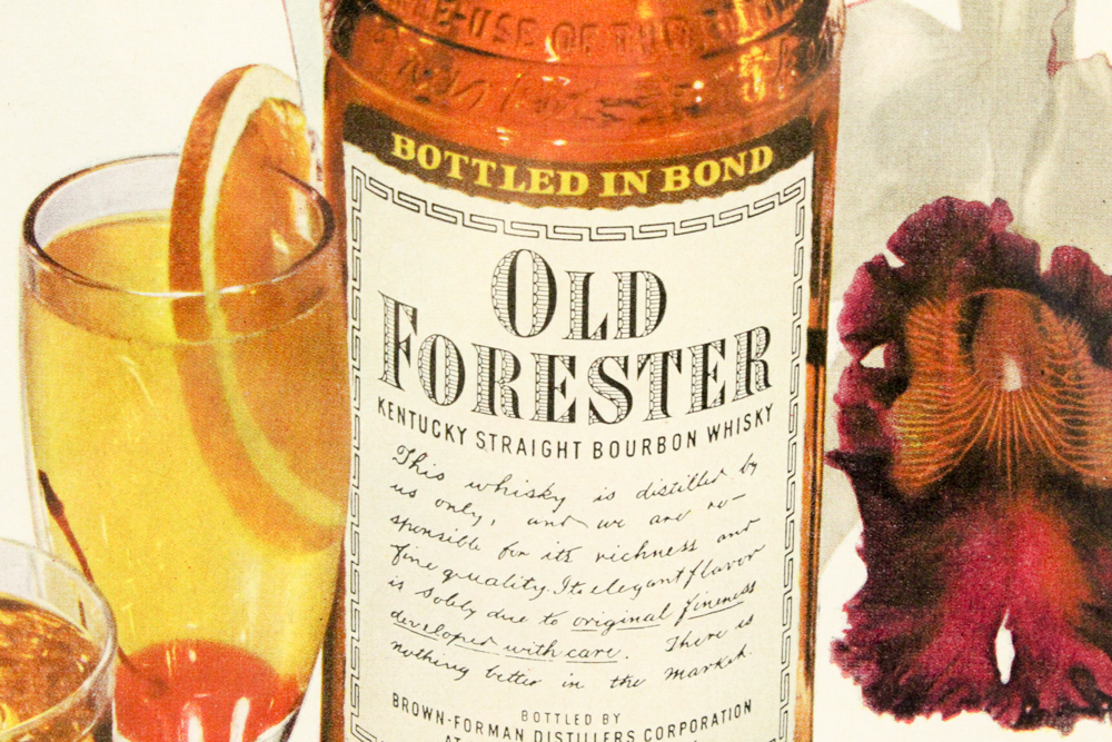 1943 Framed "Old Forester" Bourbon Whiskey Advertisement